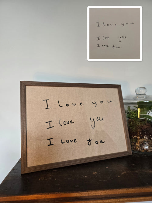 Multiple "I love you" Handwriting Embroidery Keepsake - A4 Framed or Unframed