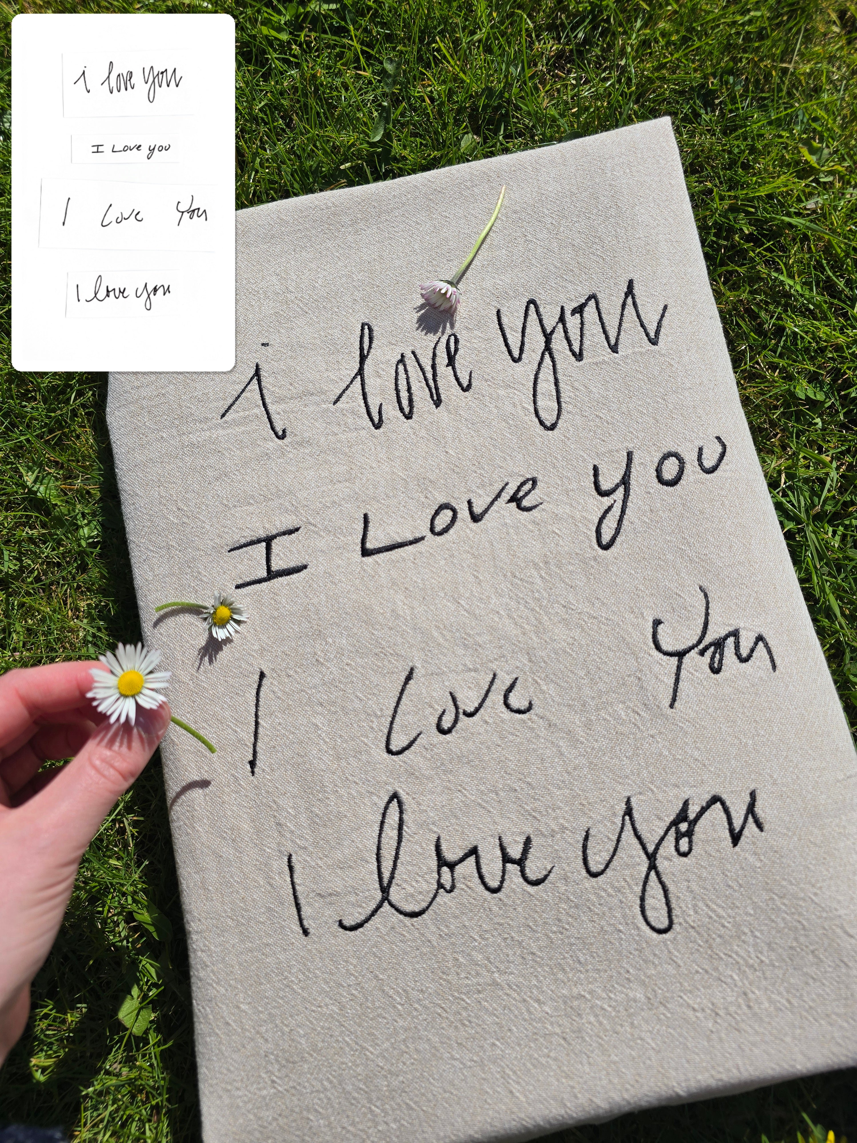 Multiple "I love you" Handwriting Embroidery Keepsake - A4 Framed or Unframed