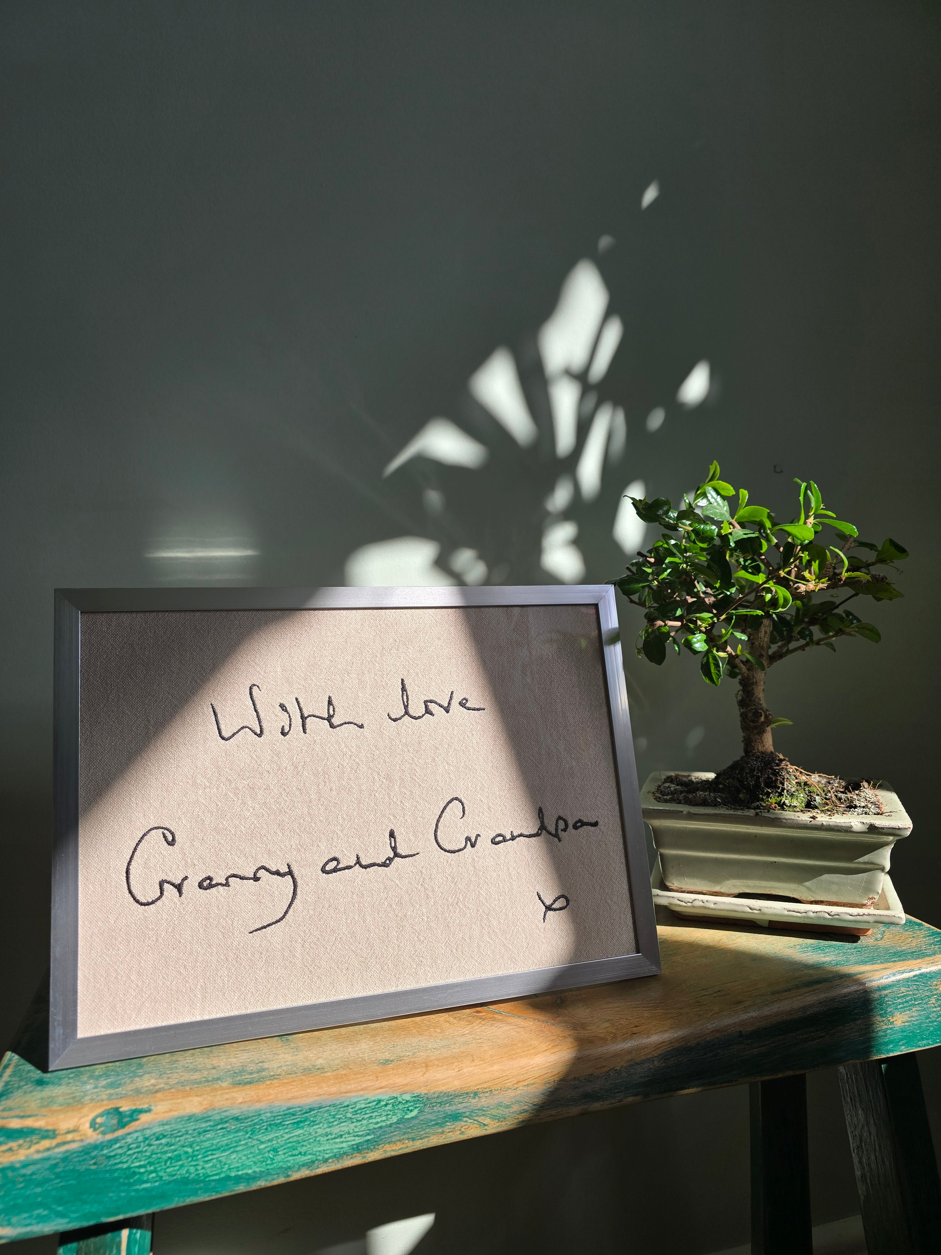 Handwriting Embroidery Keepsake - A4 Framed