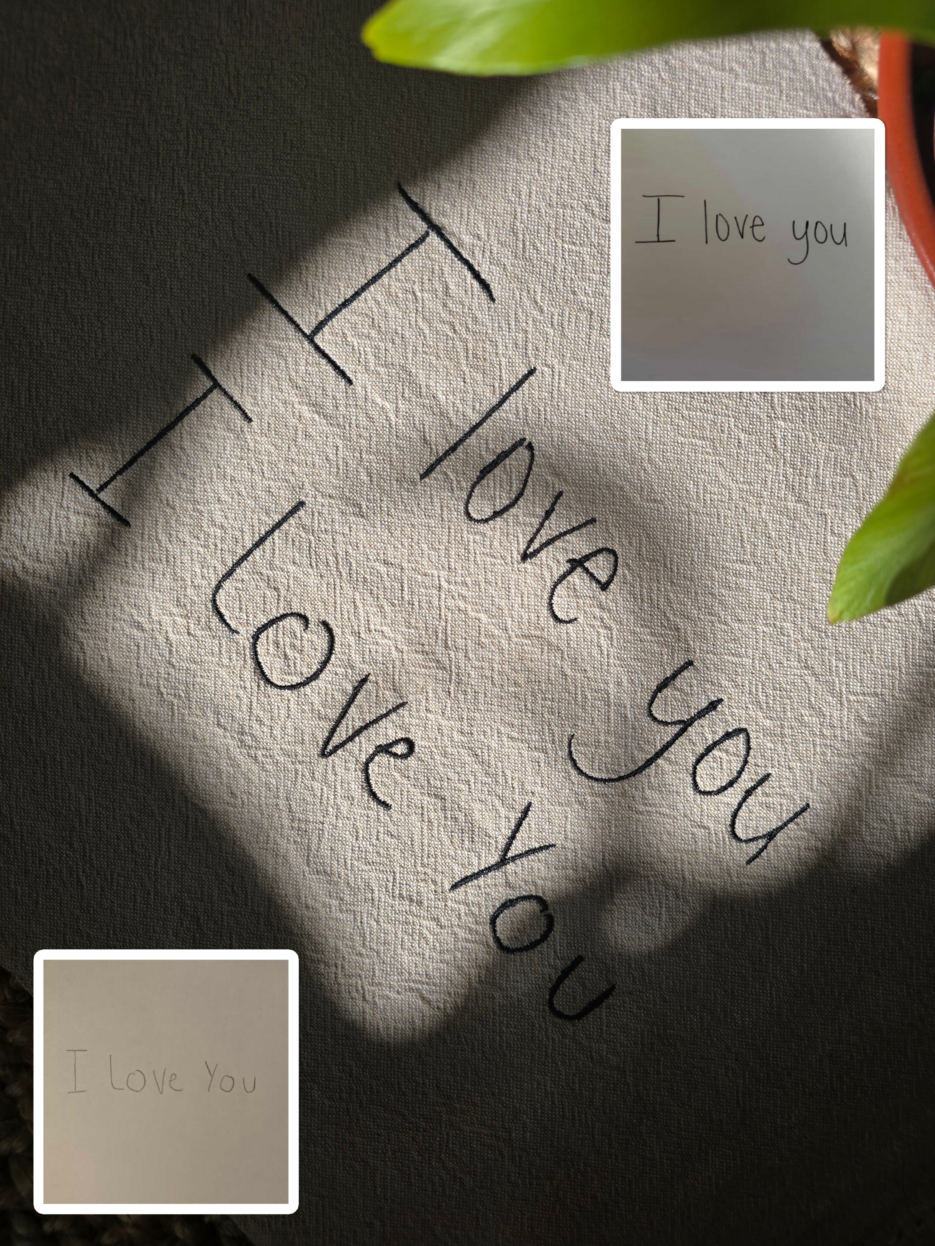 Multiple "I love you" Handwriting Embroidery Keepsake - A4 Framed or Unframed