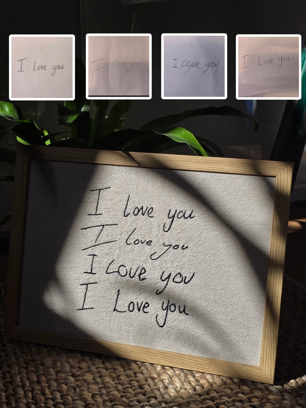 Multiple "I love you" Handwriting Embroidery Keepsake - A4 Framed or Unframed