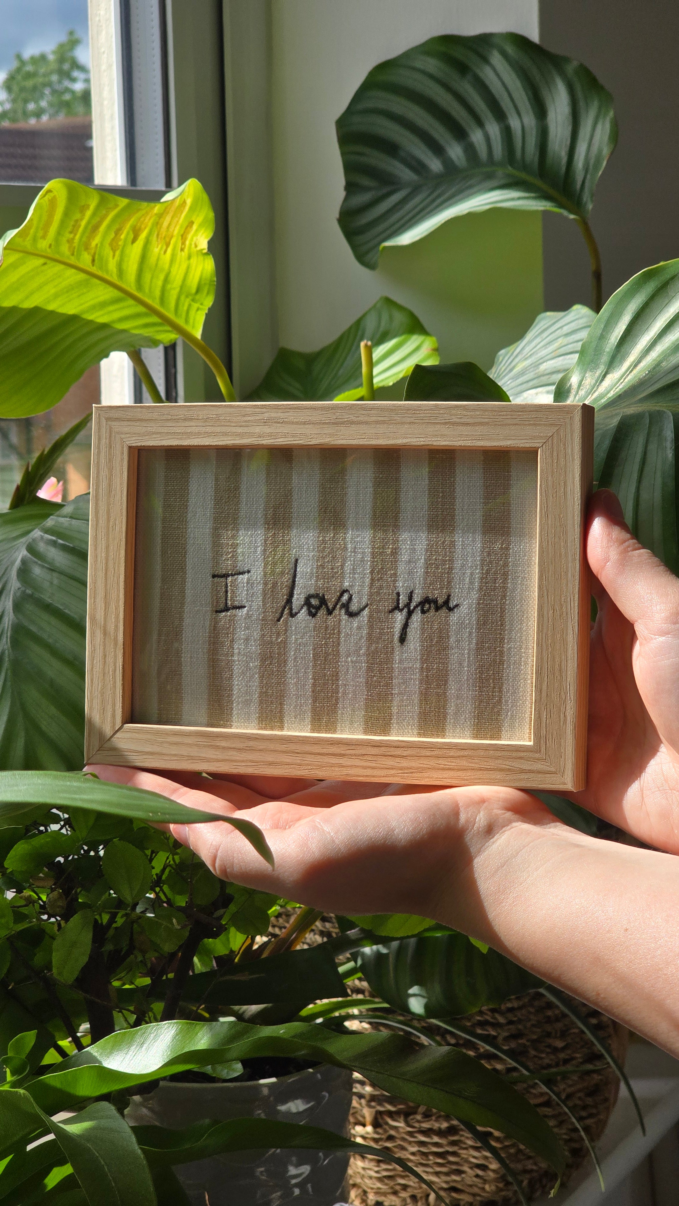 Mini "I Love You" Handwriting Embroidery Keepsake - 6x4 Framed