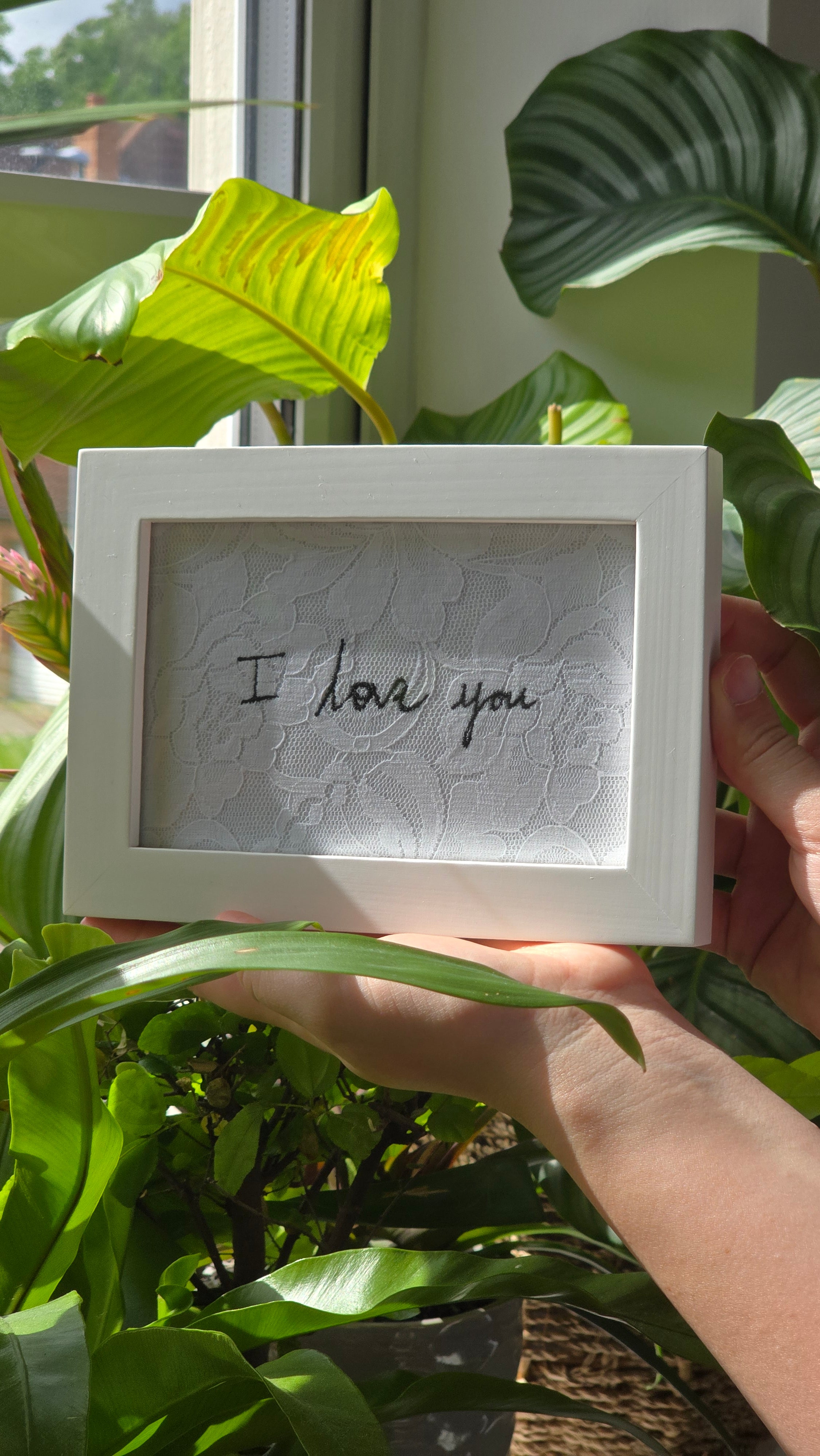 Mini "I Love You" Handwriting Embroidery Keepsake - 6x4 Framed
