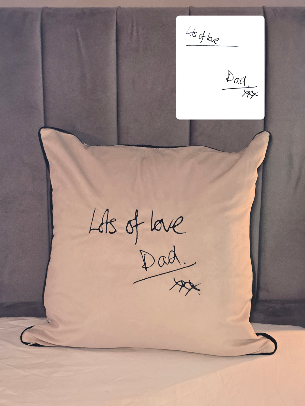 Embroidered Handwriting Cushion 50x50cm with filling