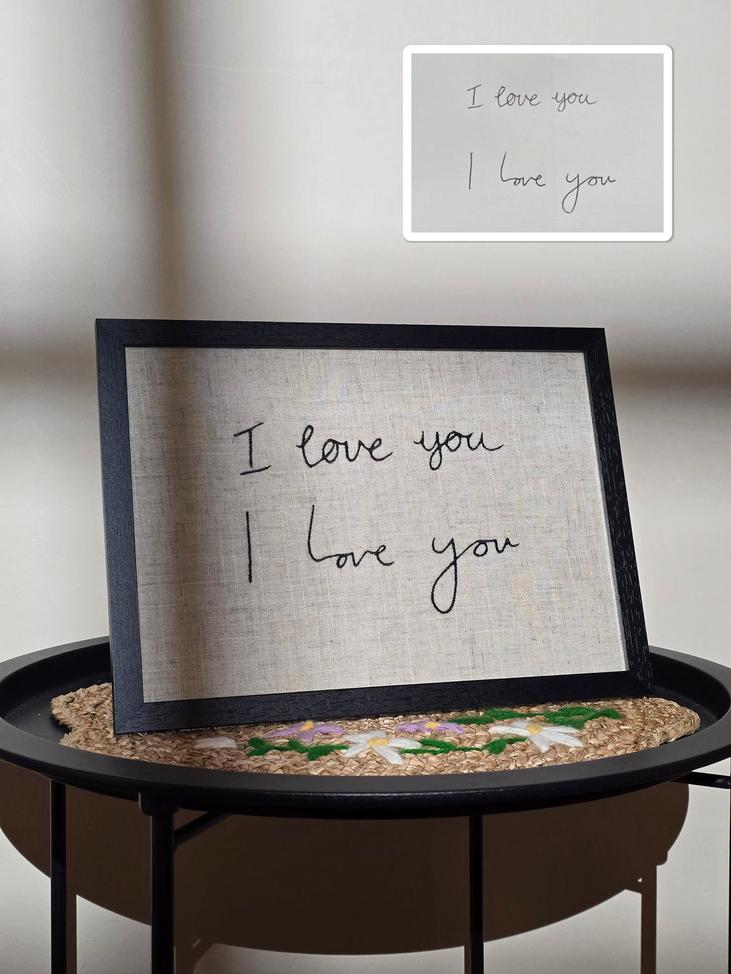 Multiple "I love you" Handwriting Embroidery Keepsake - A4 Framed or Unframed