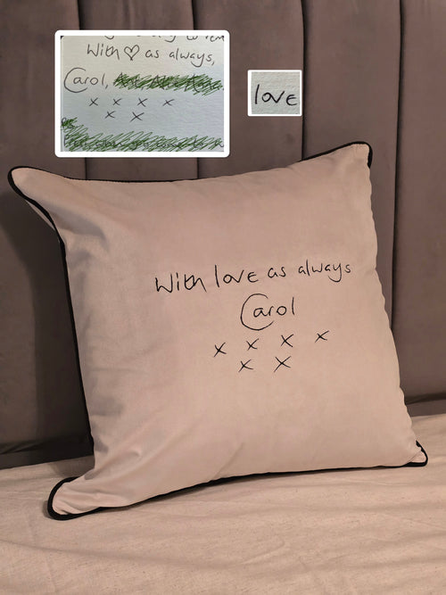 Embroidered Handwriting Cushion 50x50cm with filling