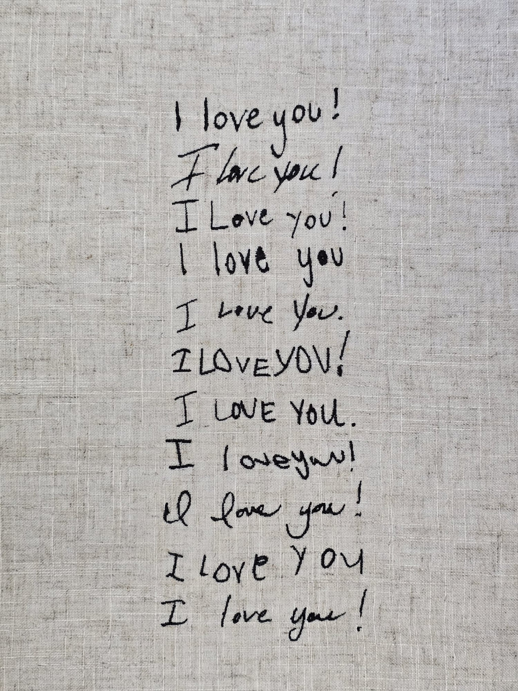 Multiple "I love you" Handwriting Embroidery Keepsake - A4 Framed or Unframed