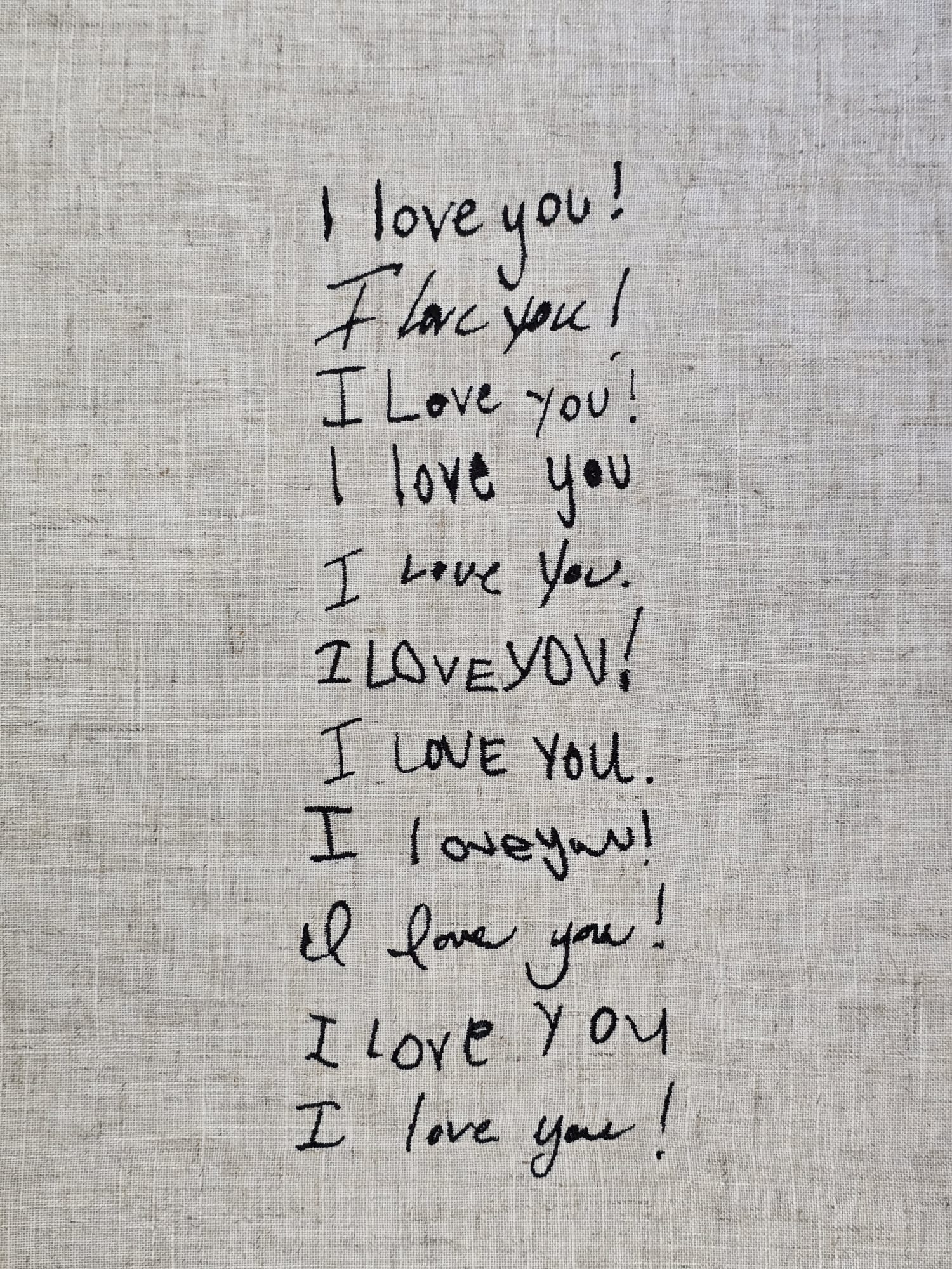 Multiple "I love you" Handwriting Embroidery Keepsake - A4 Framed or Unframed